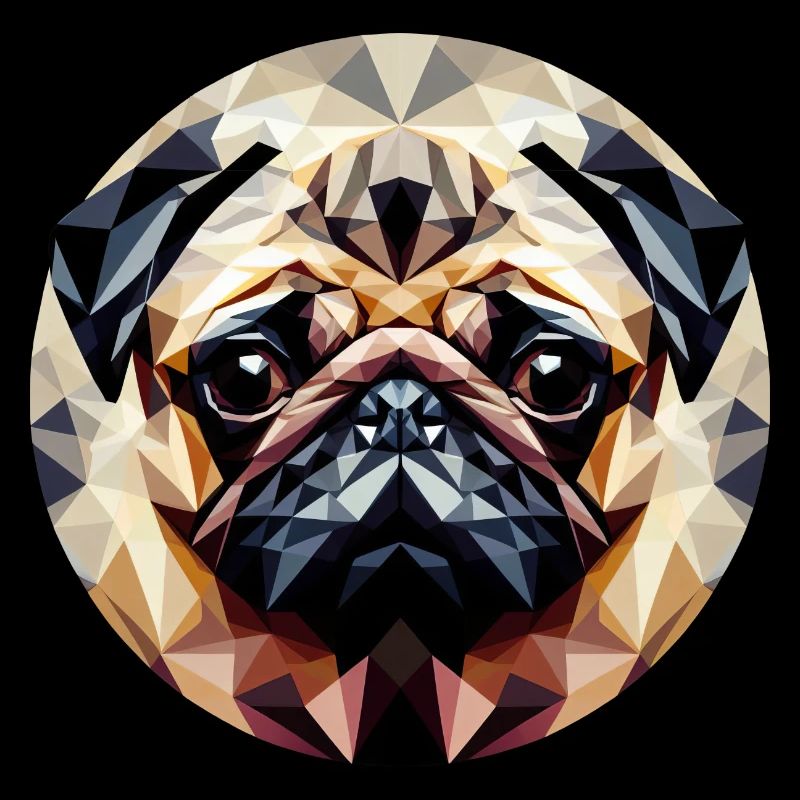 Polygoner Mops Hund Rund