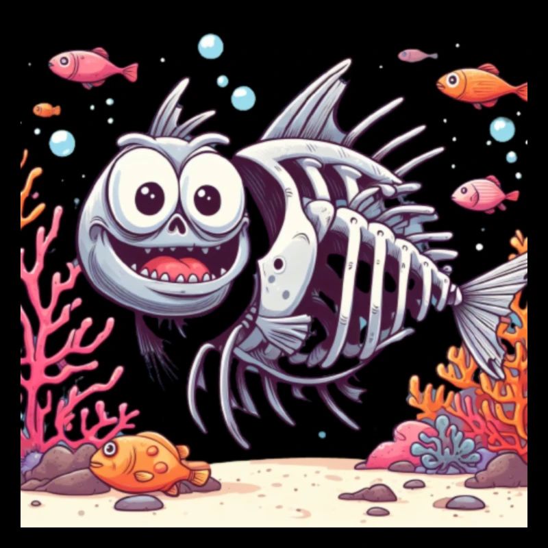 Skeleton Fish Cartoon 3