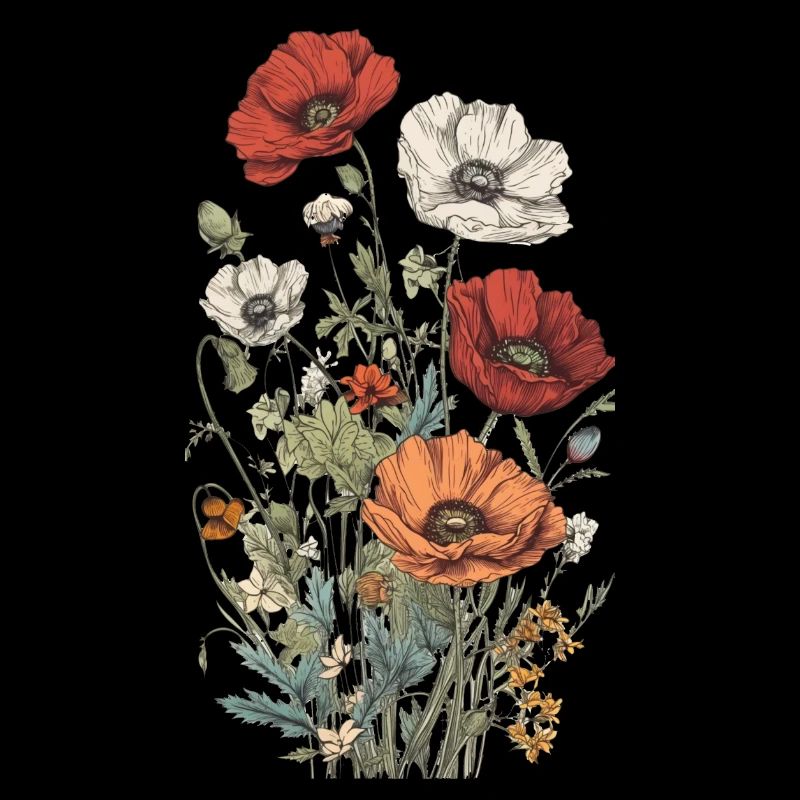 Wunderschönes Boho Mohn Herbarium Bouquet