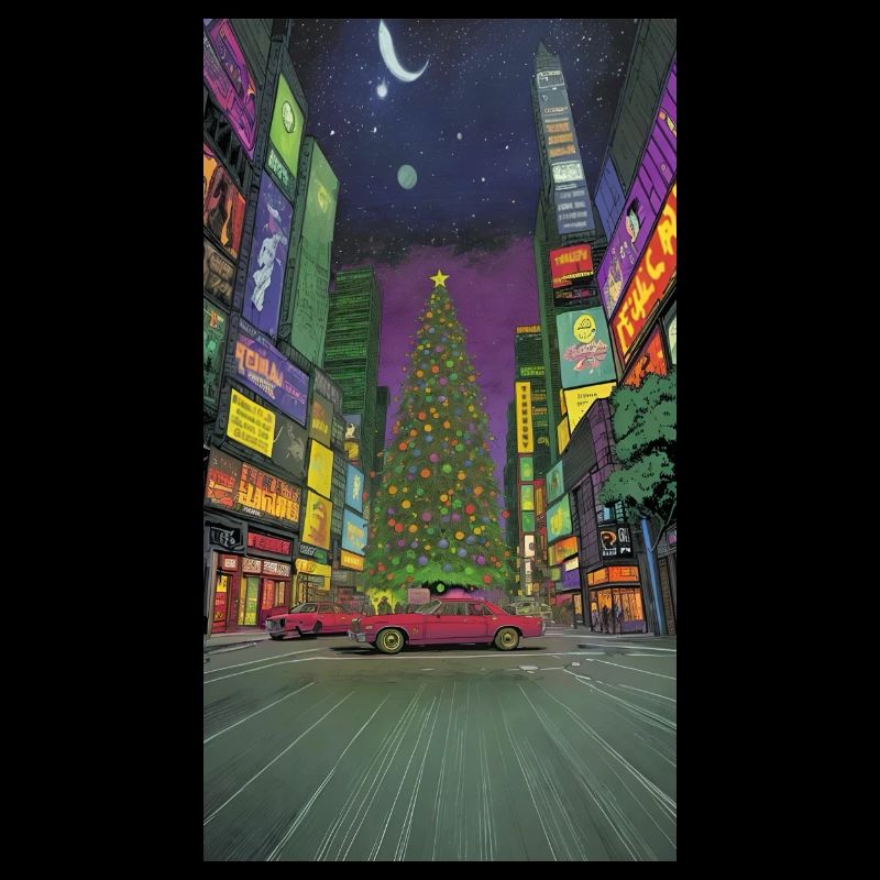 Futuristic Christmas in Times Square