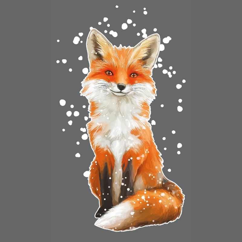 Fuchs mit Schneeflocken