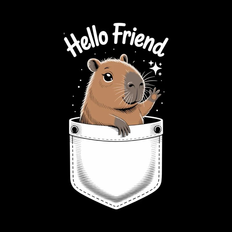 Motif ludique de capybara avec salutation