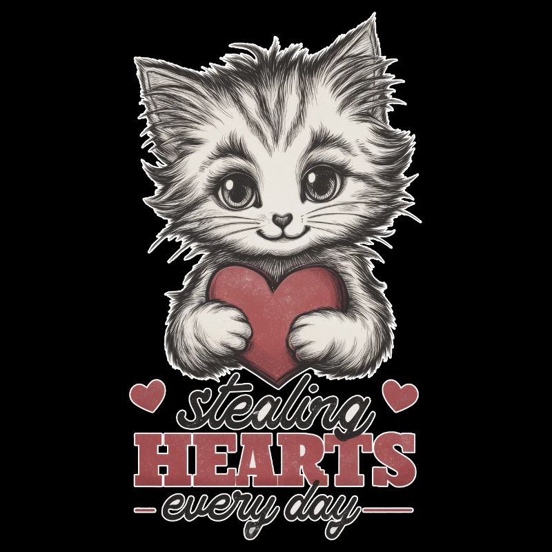 Cute Kitten Stealing Hearts - Cat Holding Heart