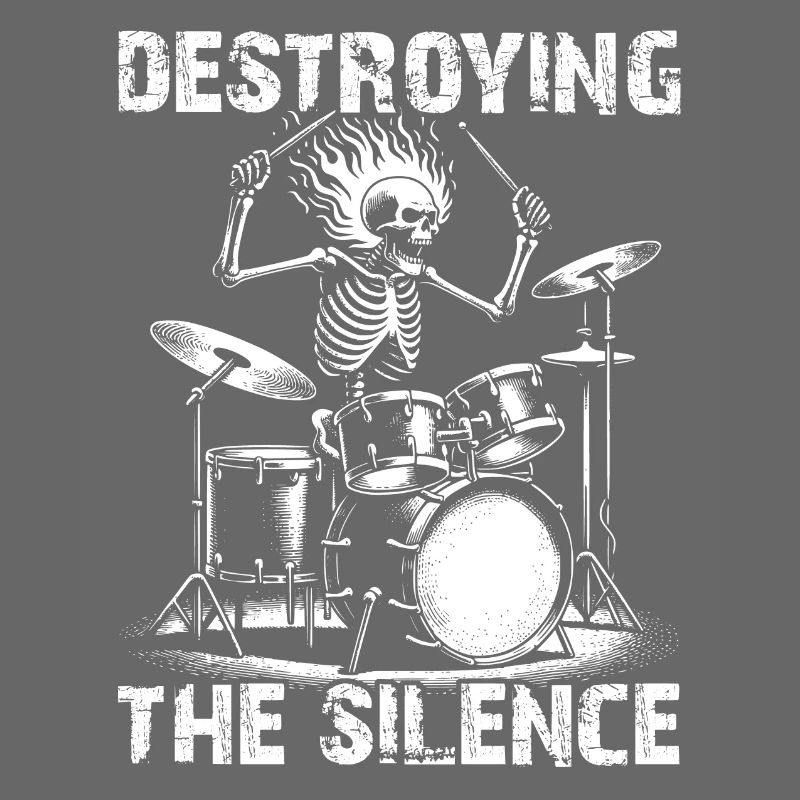 Drummer Skull skeleton on the drum set