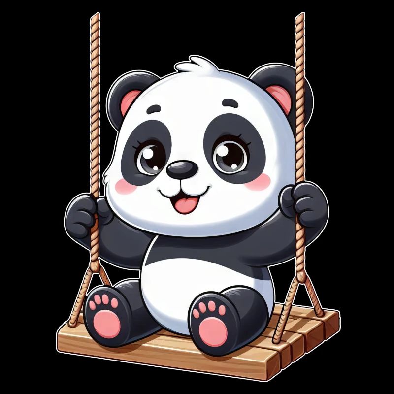 Panda on swing playground fun