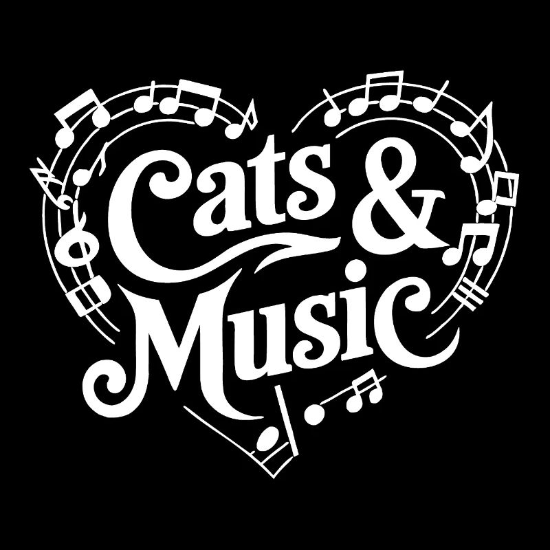 Les chats et la musique Notes de musique et bâton