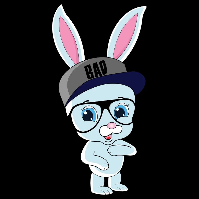 Cool bunny rabbit with cap and glasses