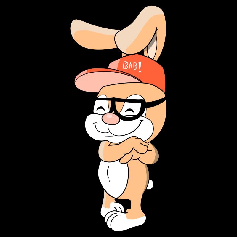 Cool bunny rabbit with cap and glasses