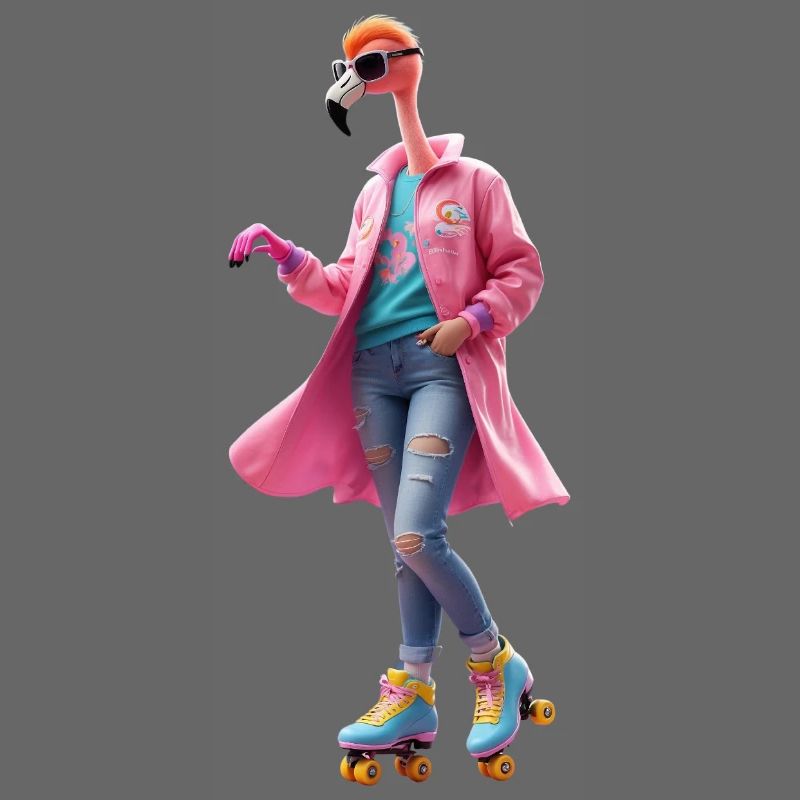 Rollerskating Flamingo