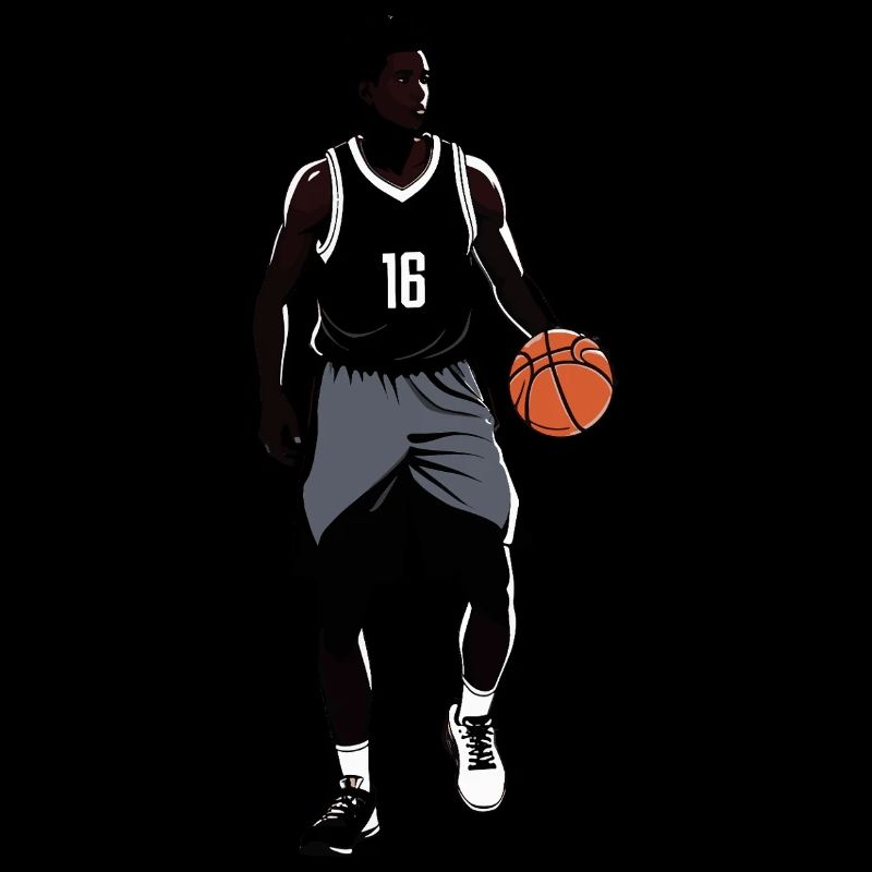 Illustration de joueur de basket-ball en noir et blanc