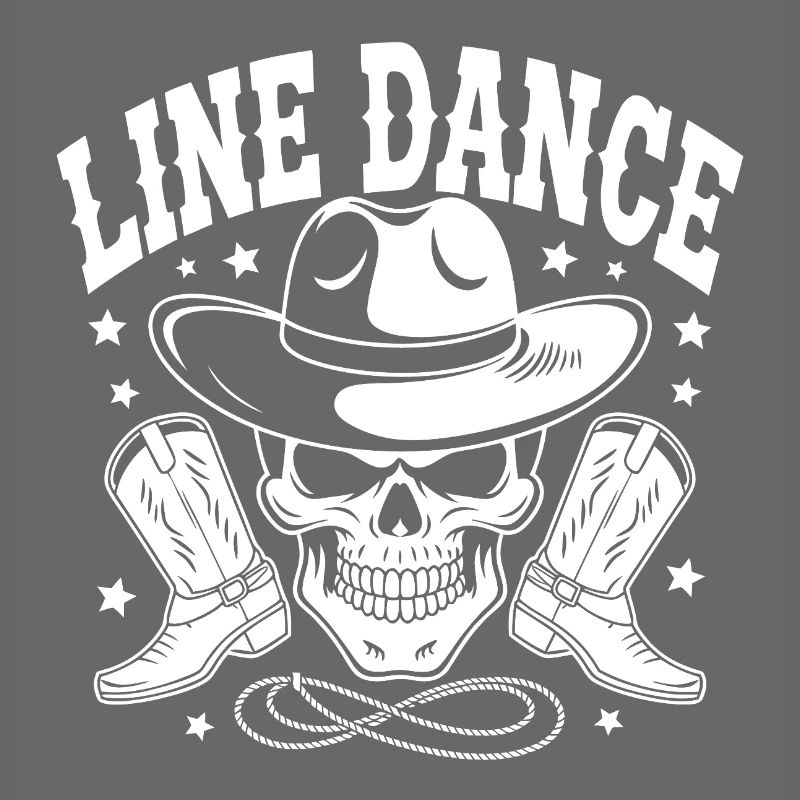 Line Dance Skull with Stetson and Boots and Lasso