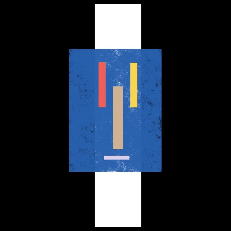 Abstract color blocks on a blue background