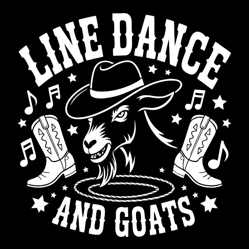 Goats and Line Dance Funny Goat with Stetson