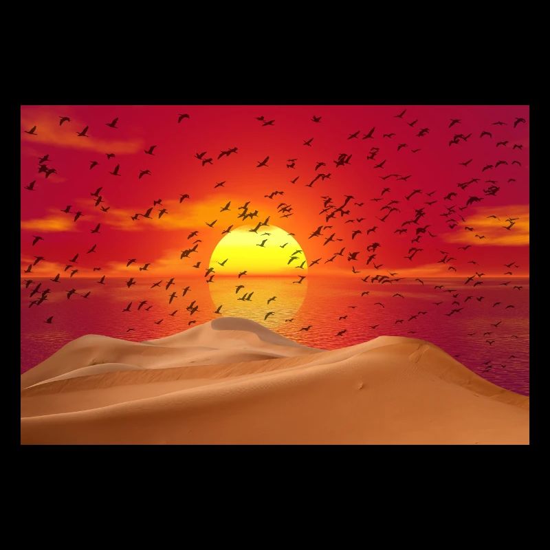 Sonnen-Himmel mit Wüste und Vögeln