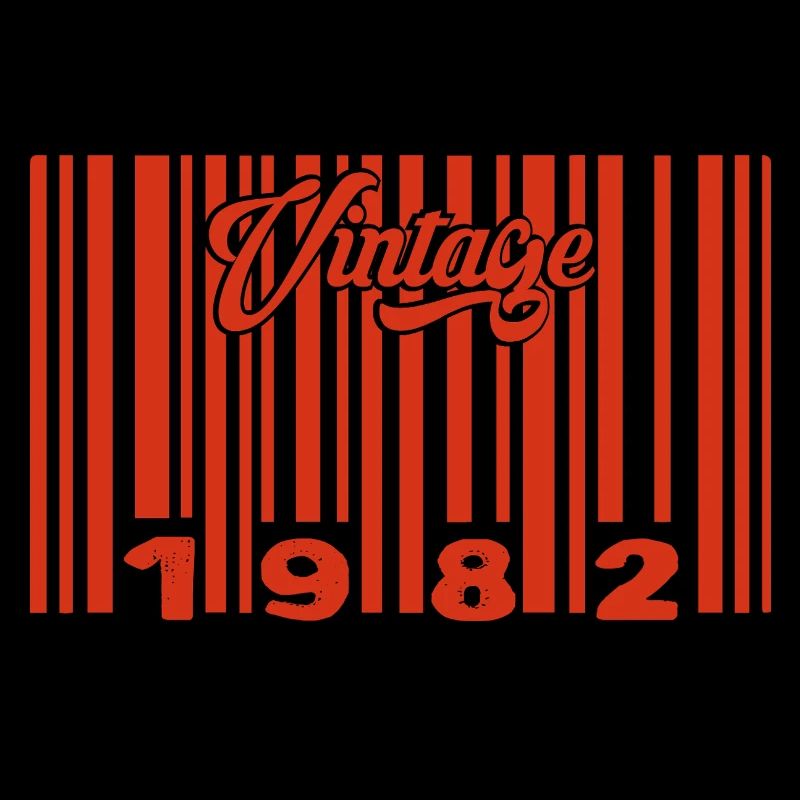 Vintage 1982 Born In 1982 43 Year Old Bar Code Anniversai