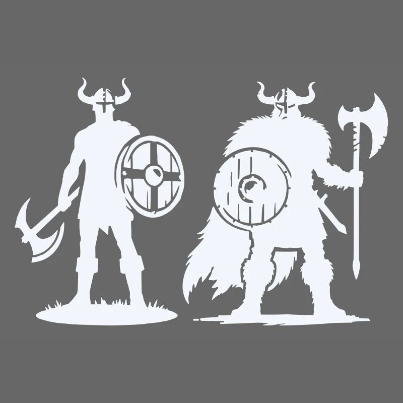 Wikinger-Duo: Schild & Beil im Schatten