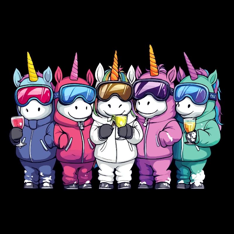 Équipe de vacances de ski Unicorn