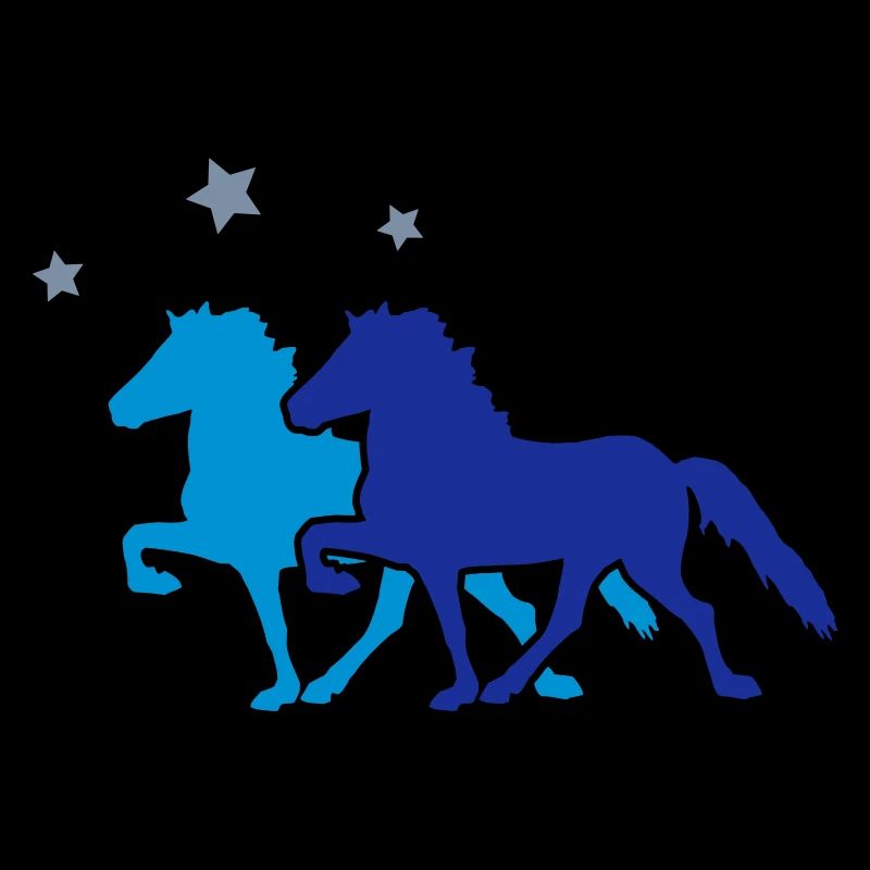 Two Horses with silver-metallic Stars