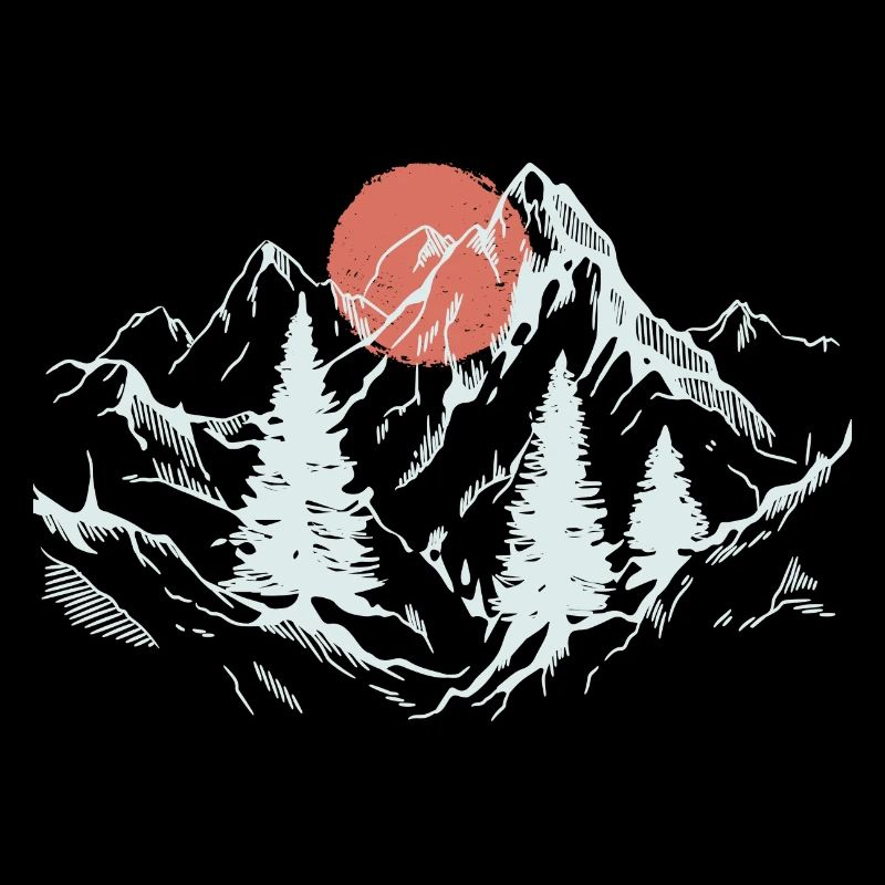 Crimson Sun over Alpine Pines