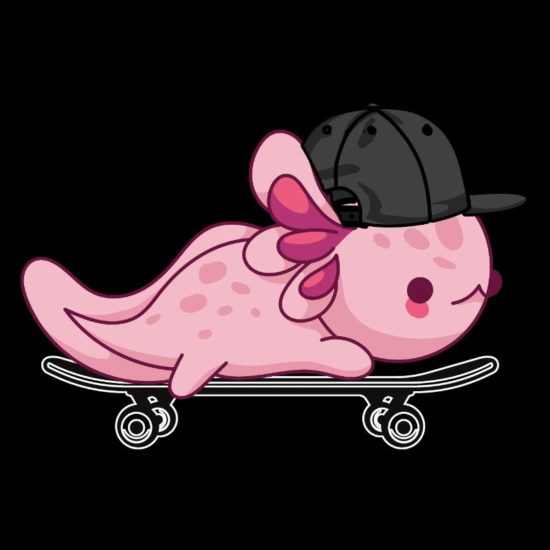Cooles Axolotl-Skateboarding – Kawaii-Stil