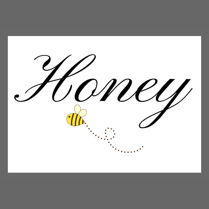 Honey Bee in Elegant Typography and flying Bee
