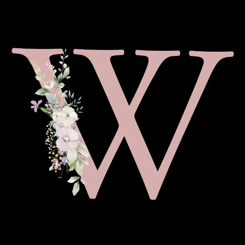 W Monogramme, Floral, Personnalisable
