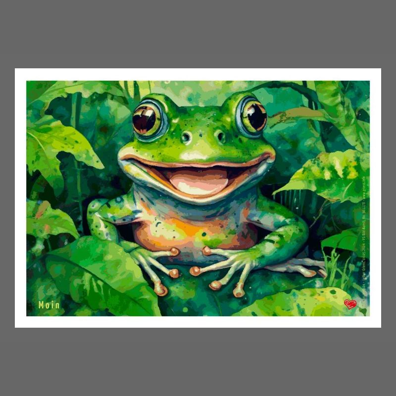 Grenouille joyeuse dans la forêt feuillue