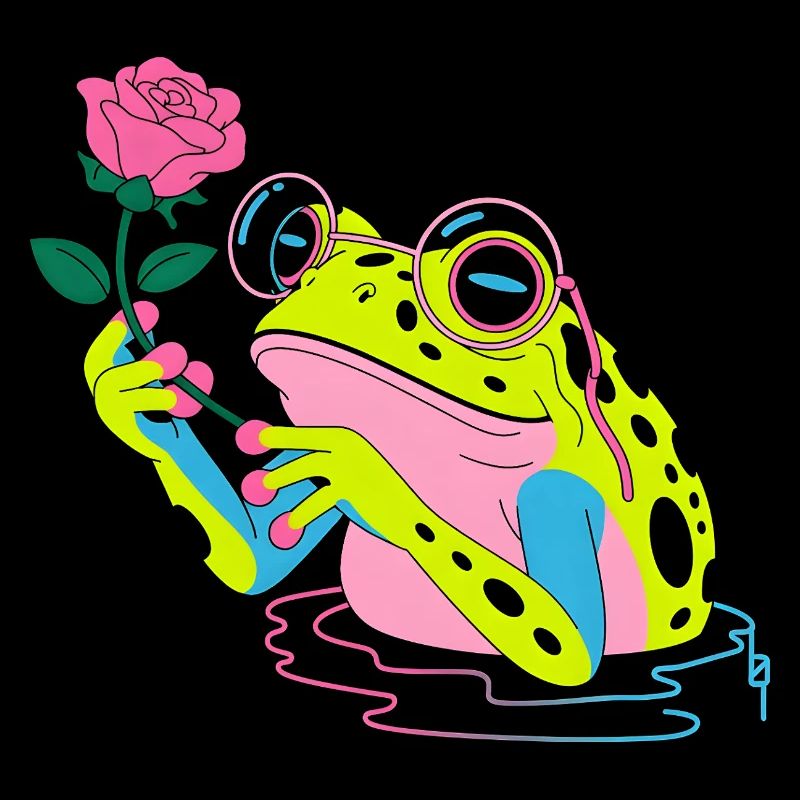 Flower Frog - Cute Frog Sticker