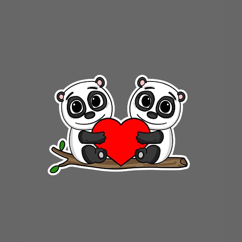 Panda Beziehung Romantisch Herz Pärchen