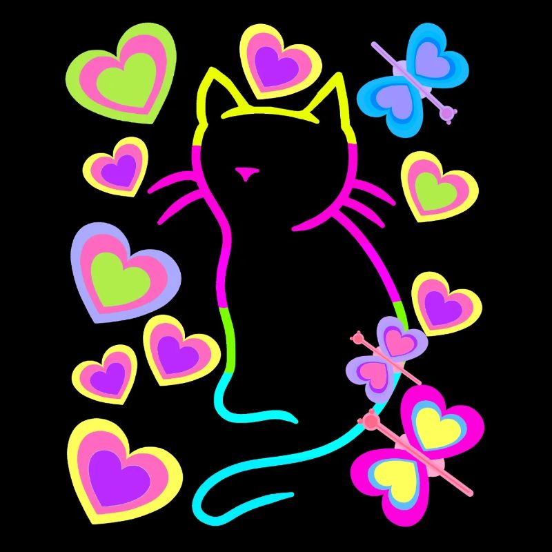 Rétro arc-en-ciel chat chats chaton enfants bébé