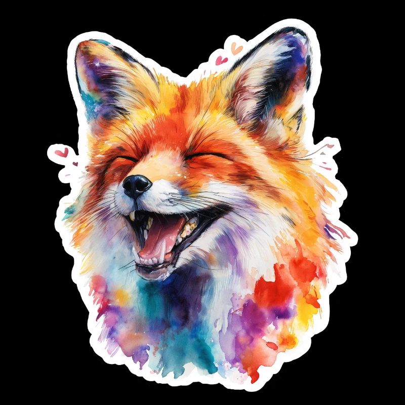 Renard coloré en aquarelle