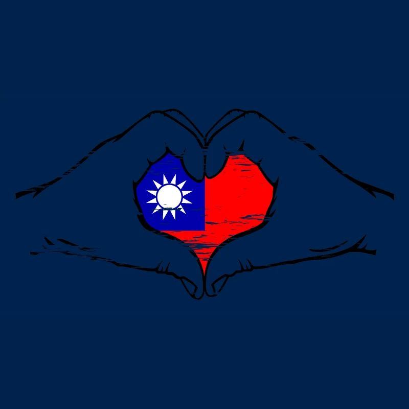 Drapeau de Taïwan en forme de coeur utilisé