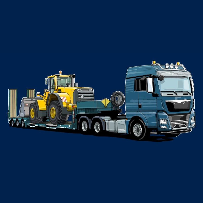 Low-loader with excavator