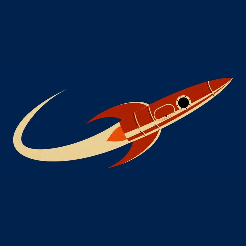 Fusée spatiale rouge