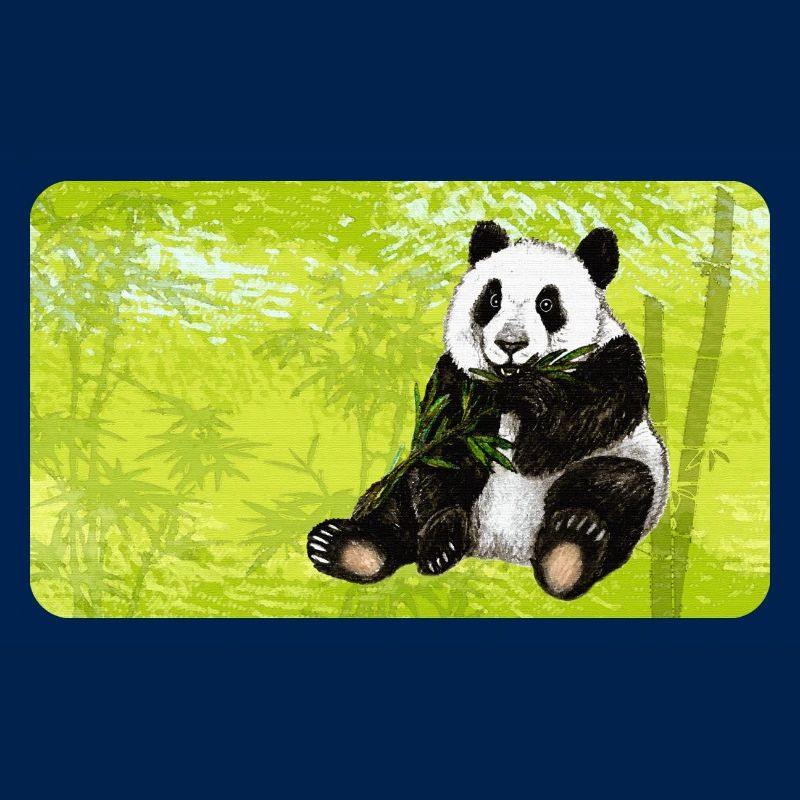Cute panda bear with bamboo in bamboo forest