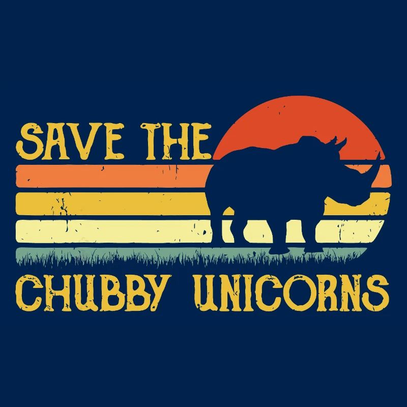 Save the Chubby Unicorns Retro Sunset