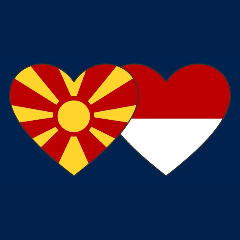 Macédoine Indonésie Drapeau Coeur
