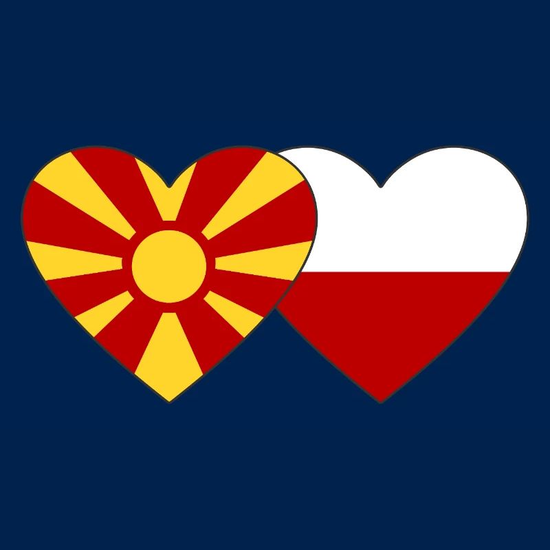 Macédoine Pologne Drapeau Coeur