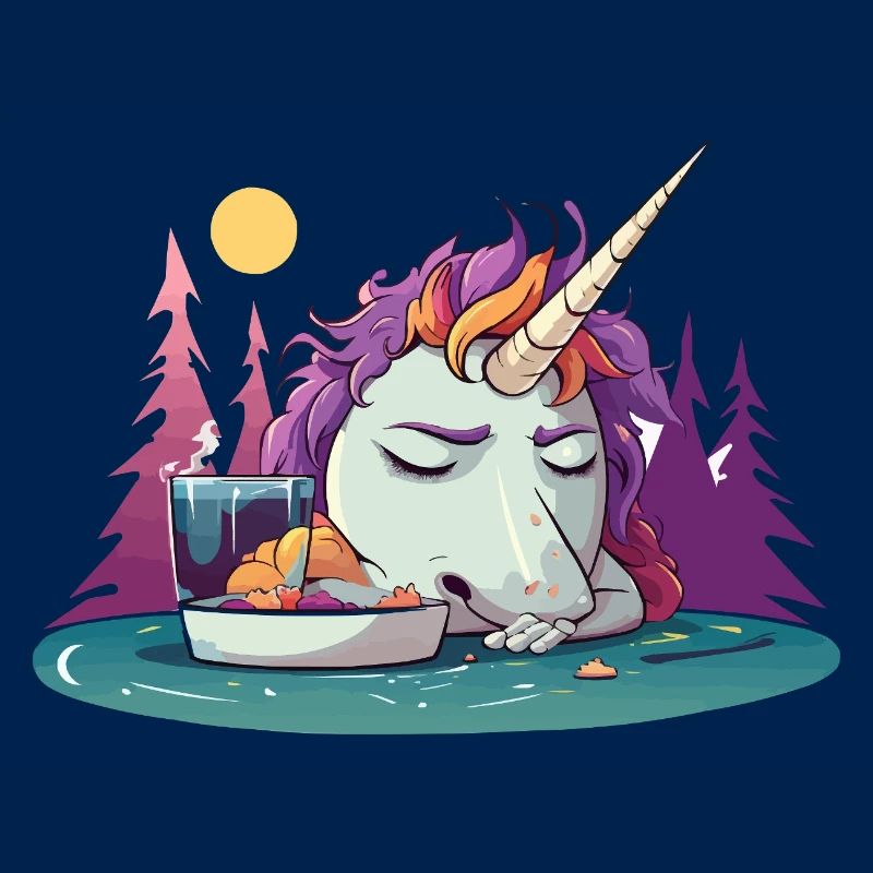 Verschlafenes Einhorn am Teich
