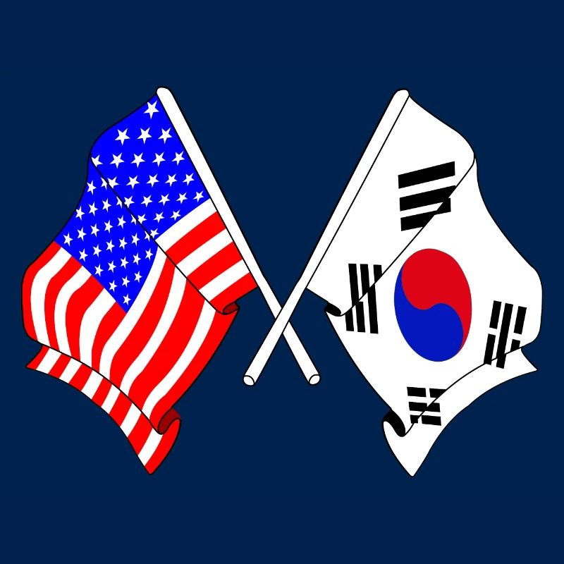 Drapeau des États-Unis et drapeau de la Corée du Sud