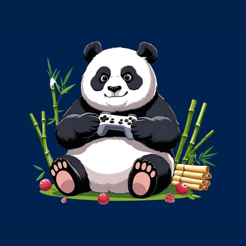 Niedlicher Panda mit Gaming-Controller