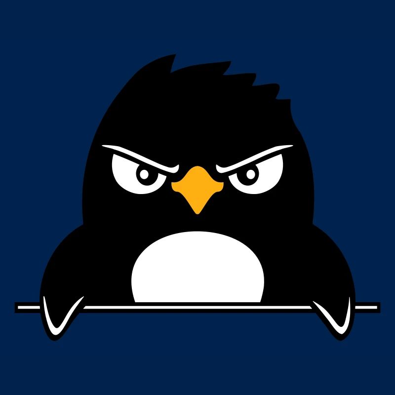 Pinguin Guckt Ernst Böse Gefährlich hinter Mauer