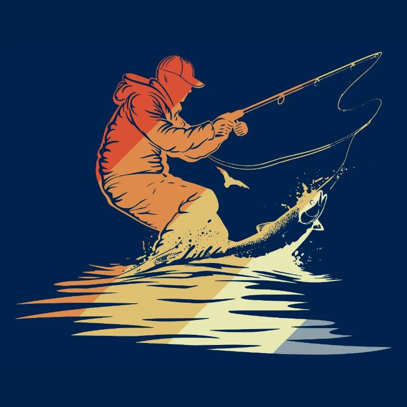Pêche Graphique Style Rétro