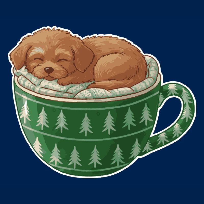 Chiot endormi dans un gobelet vert