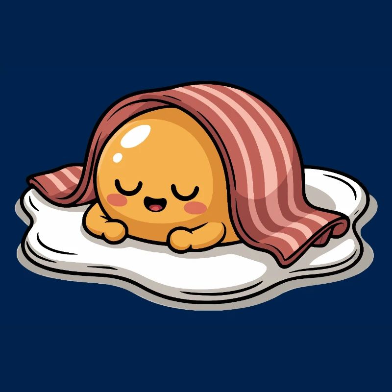 Sleeping Egg With Bacon Cartoon