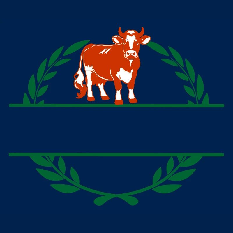 Vache rouge et blanche avec son propre texte
