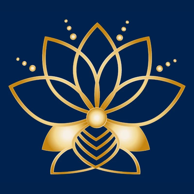 Symbole fleur stylisée dorée minimaliste