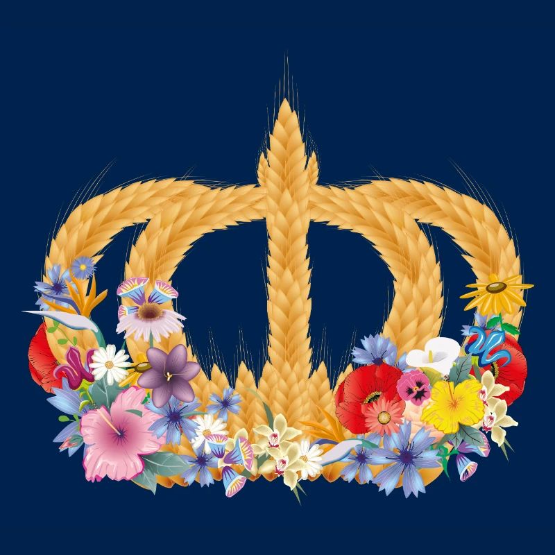 Couronne de blé avec des fleurs – symbole de la nature et de la récolte