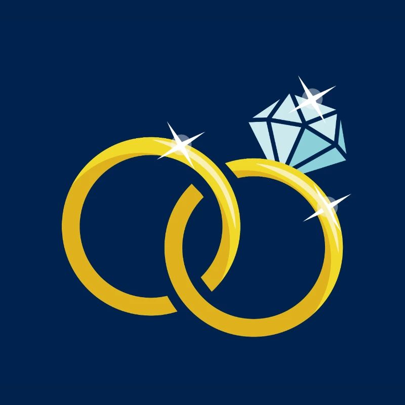 Goldene Eheringe mit Diamant