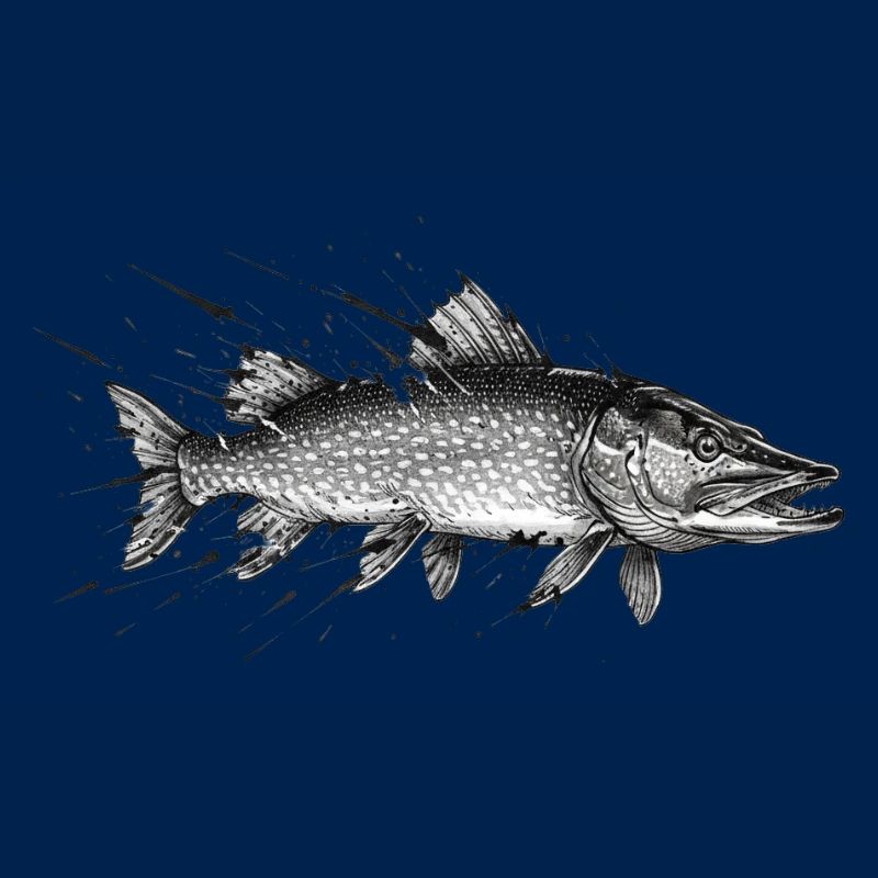 Pike Predatory Fish Angler Ink Vector